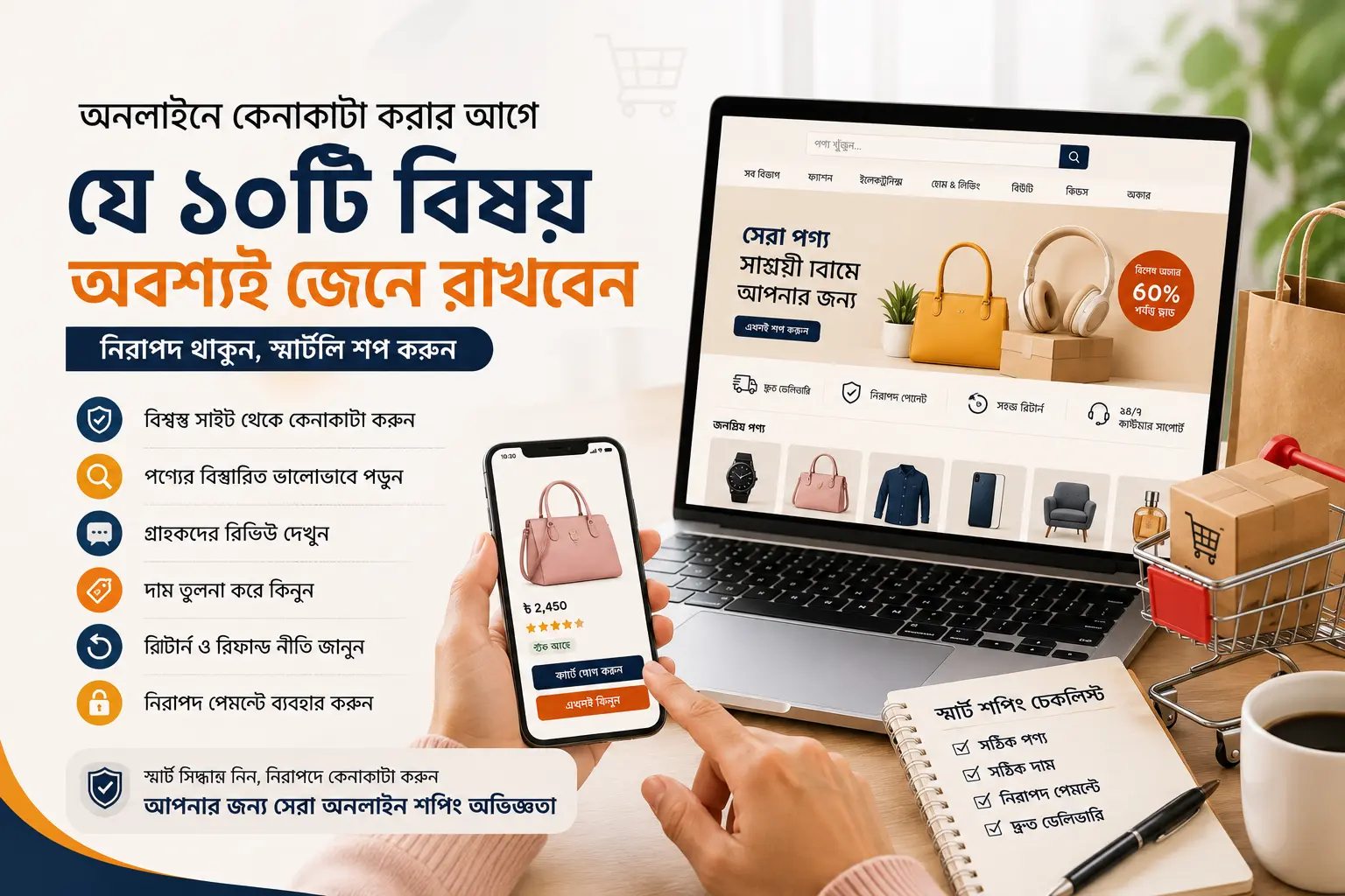 অনলাইনে কেনাকাটা করার আগে যে ১০টি বিষয় অবশ্যই জেনে রাখবেন